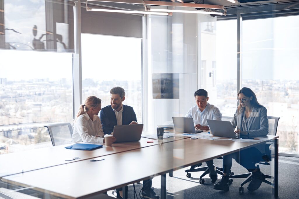 Business Team Professional Occupation Workplace Concept. Teamwork in modern office